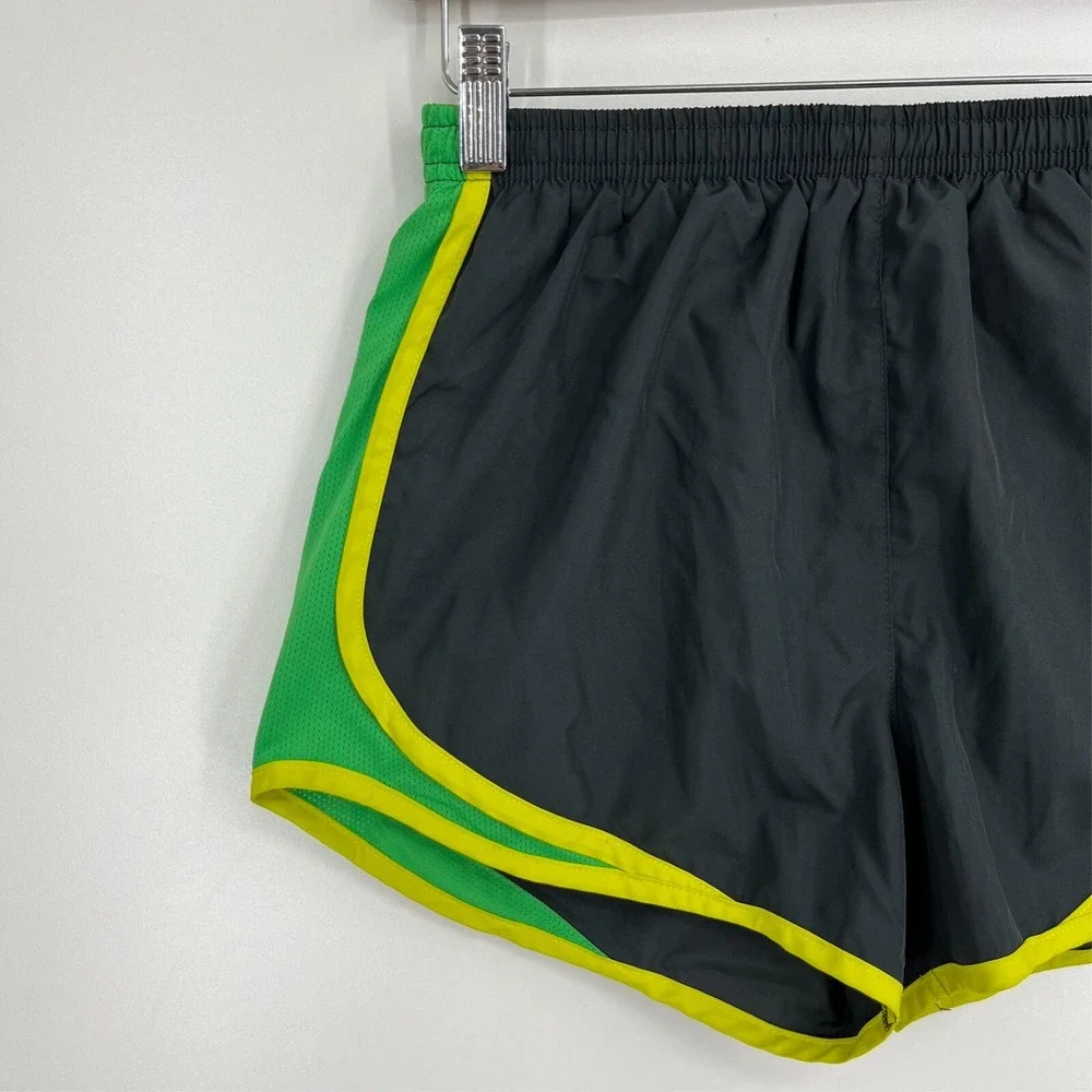 Nike Dri-FIT Tempo Running Shorts Womens Small Grey Green Yellow Athletic Gym